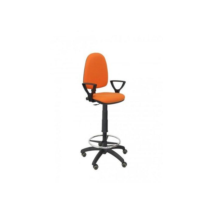 Taburete Piqueras Y Crespo Ayna Brazos Fijos Ergonomico Mecanismo De Contacto Permanente Regulable En Altura Y Aro Reposapies Ruedas De Parquet Asiento Y Respaldo Tapizados Bali Naranja