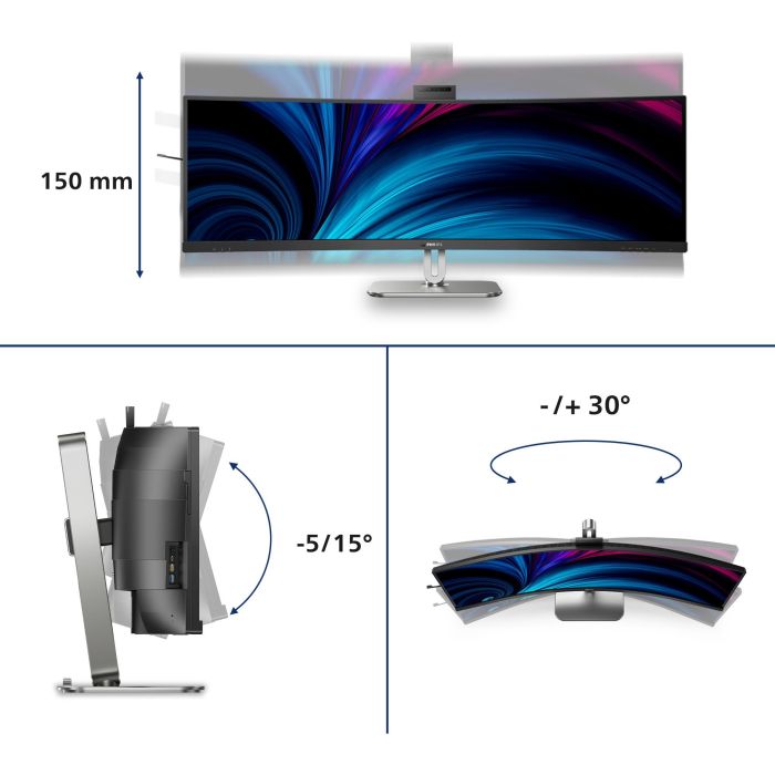 Philips 49B2U6900CH Monitor Curvo Profesional 48.8" Dual QHD (5120x1440) SuperWide con Webcam IA y USB-C Docking 4 Philips 49B2U6900CH Monitor Curvo Profesional 48.8" Dual QHD (5120x1440) SuperWide con Webcam IA y USB-C Docking 4