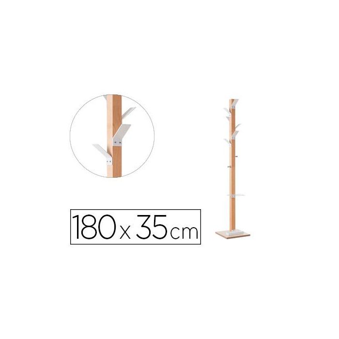 Perchero Madera Paperflow Haya 8 Colgadores Con Paraguero Blanco Altura 180 cm Perchero Madera Paperflow Haya 8 Colgadores Con Paraguero Blanco Altura 180 cm