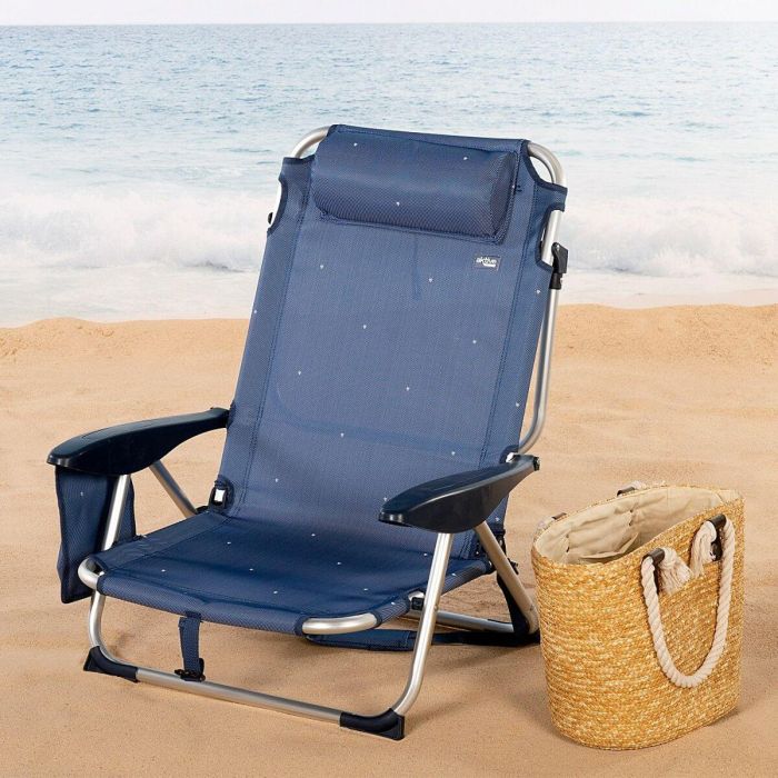 Silla de Playa Aktive Plegable Azul marino 51 x 76 x 45 cm (2 Unidades) 5