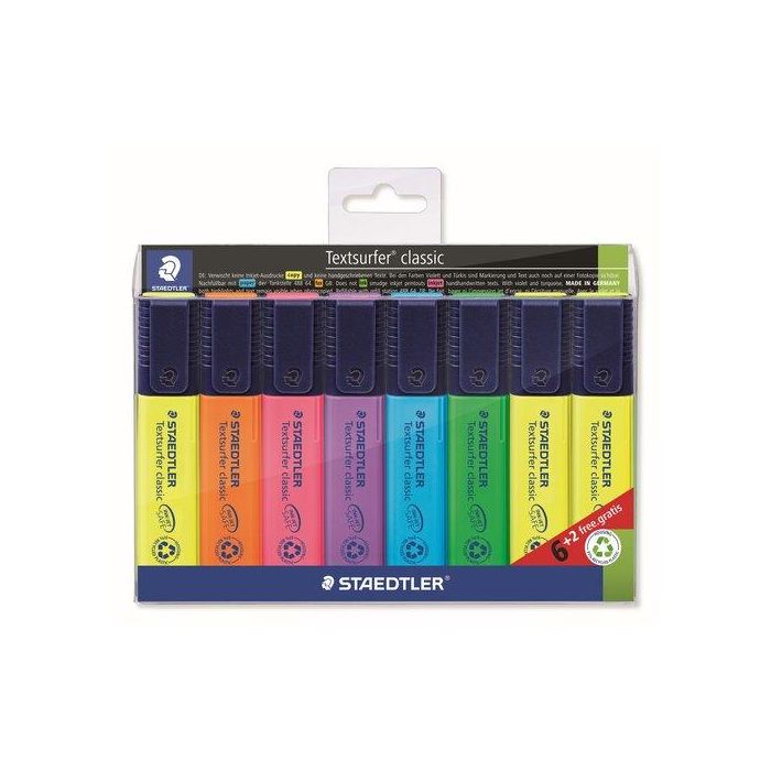 Marcador Fluor Staedtler 364 Textsurfer Classic Estuche De 6+2