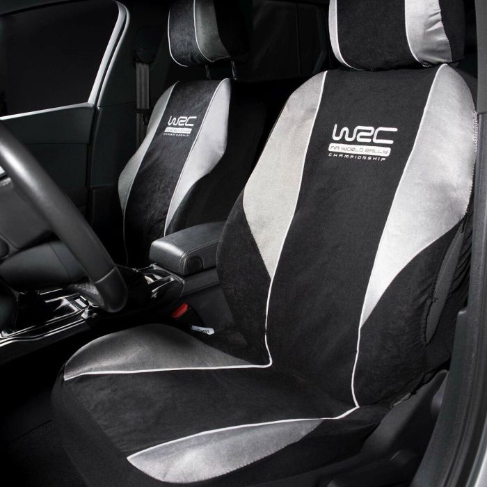 WRC Fundas Asientos Universal Rallye Terciopelo Negro/Malla Plateada - Compatibles Airbag Lateral, 5 Reposacabezas, Asiento Trasero Divisible 1 WRC Fundas Asientos Universal Rallye Terciopelo Negro/Malla Plateada - Compatibles Airbag Lateral, 5 Reposacabezas, Asiento Trasero Divisible 1