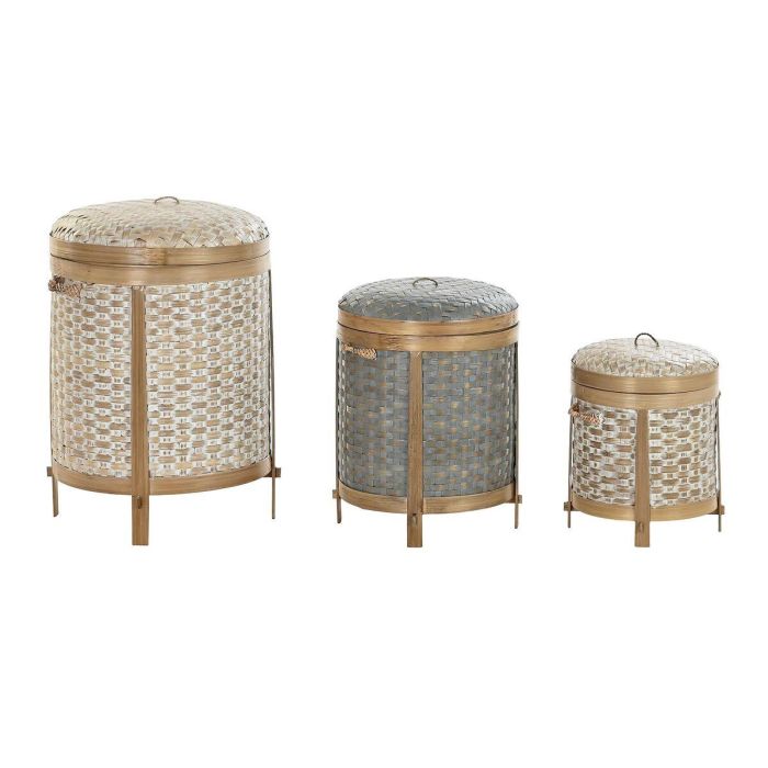 Cesta Balines DKD Home Decor Blanco Gris 31 x 44 x 31 cm Set de 3 Cesta Balines DKD Home Decor Blanco Gris 31 x 44 x 31 cm Set de 3