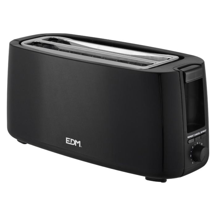 Edm Tostadora Black Design Doble Ranura Larga 1400W, Función Calentar/Descongelar, Superficie Tacto Frío, Negro Edm Tostadora Black Design Doble Ranura Larga 1400W, Función Calentar/Descongelar, Superficie Tacto Frío, Negro