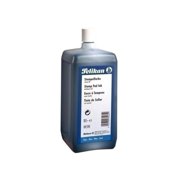 Pelikan Tinta para Tampón Azul 1 Litro - Bote de Tinta de Sellar sin Aceite
