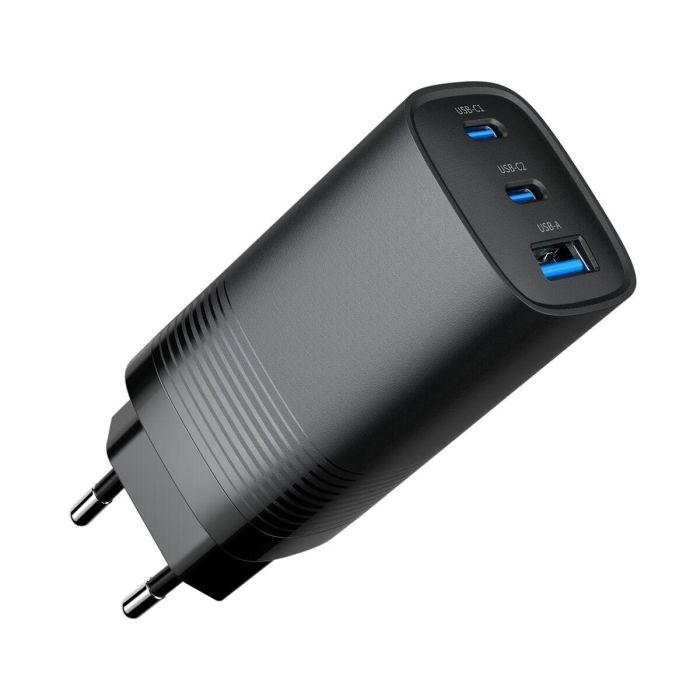 Gembird TA-UC-PDQC65-01-BK Cargador Universal de Pared 65W con Carga Rápida PD/QC 1x USB-A y 2x USB-C Negro 3