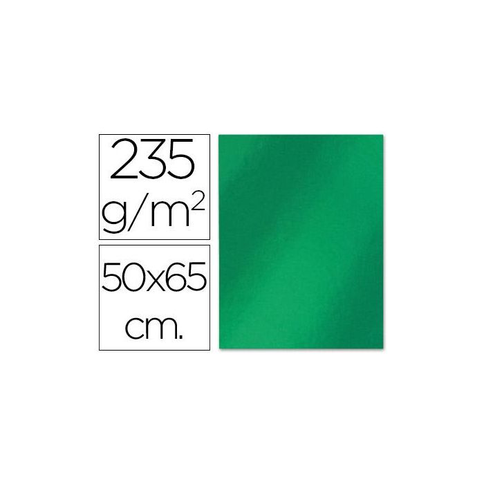 Cartulina Liderpapel 50x65 cm 235 gr-M2 Metalizada Verde 10 unidades