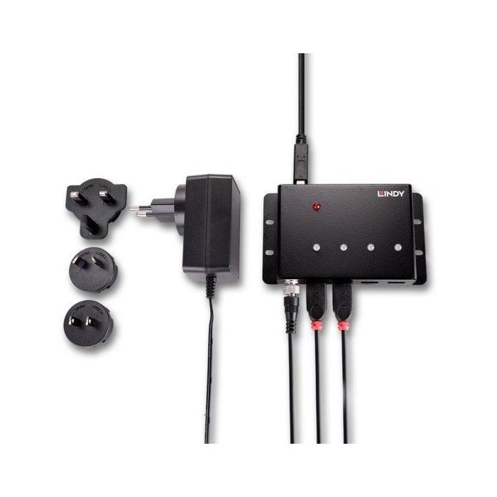 Lindy Hub USB 3.0 Industrial de 4 Puertos Metálico, Carcasa Robusta, con Fuente Alimentación y Protección Cortocircuitos, para Entornos Exigentes 4