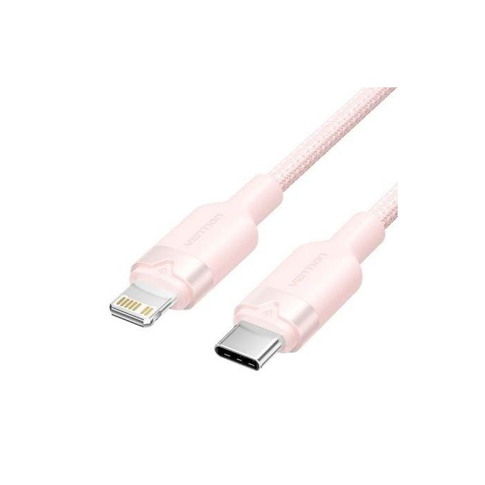 Cable USB Tipo-C Lightning Vention LALPH/ USB Tipo-C Macho - Lightning Macho/ 27W/ 480Mbps/ 2m/ Rosa