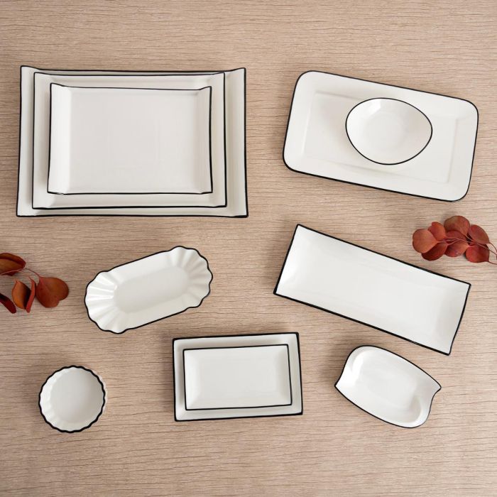 Quid Fuente Gastro Black Porcelana 26x18 cm Blanco y Negro 4 Quid Fuente Gastro Black Porcelana 26x18 cm Blanco y Negro 4