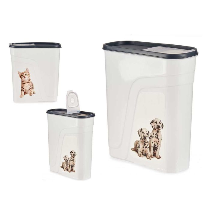 Cubo Dispensador Comida Mascow 4L, 10.5x26.5x24 cm, Plástico, Antracita/Blanco (8 Unidades) Cubo Dispensador Comida Mascow 4L, 10.5x26.5x24 cm, Plástico, Antracita/Blanco (8 Unidades)