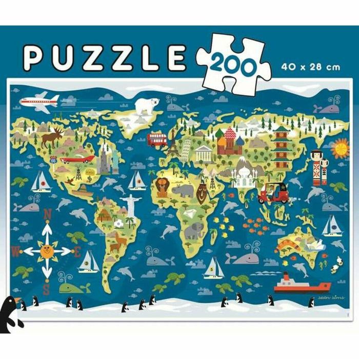 Puzzle 200 piezas mapamundi 1