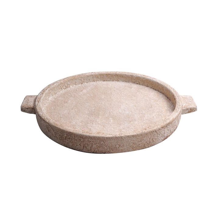 DKD Home Decor Centro de Mesa Scandi Cemento Crema 30 x 3.5 x 35.5 cm (4 Unidades)