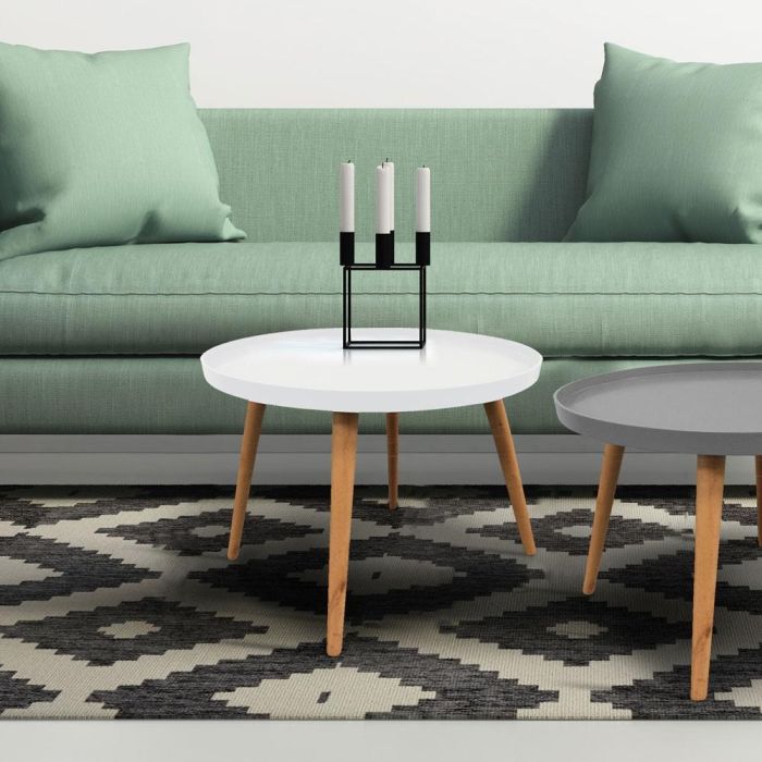 Home Deco Factory Mesa Auxiliar Redonda Blanca 50 cm Diámetro x 40 cm Altura 1