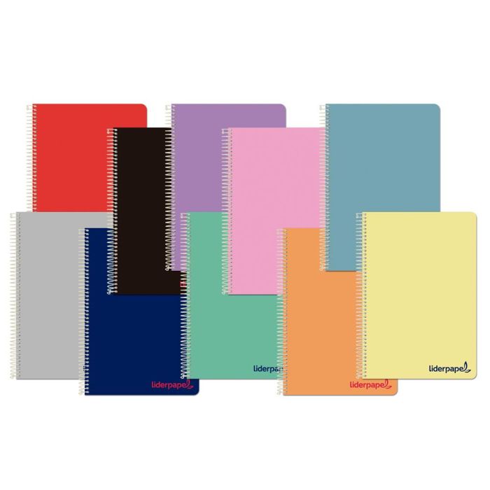 Cuaderno Espiral Liderpapel A5 Wonder Tapa Plastico 80H 90 gr Pauta Estrecha 2,5 mm Con Margen Colores Surtidos 5 unidades 1