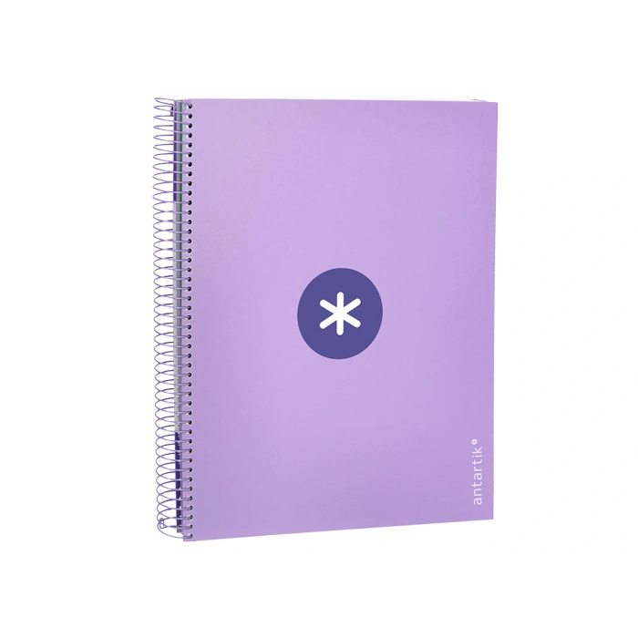 Antartik Cuaderno espiral A4 micro tapa forrada 120 hojas 90 gr cuadro 5mm 5 bandas color lavanda 5