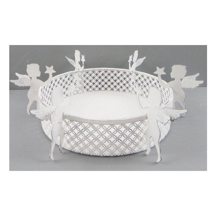 DKD Home Decor Bandeja Navidad Moderna de Metal Blanco 8x26x26 cm Pack de 4 Unidades