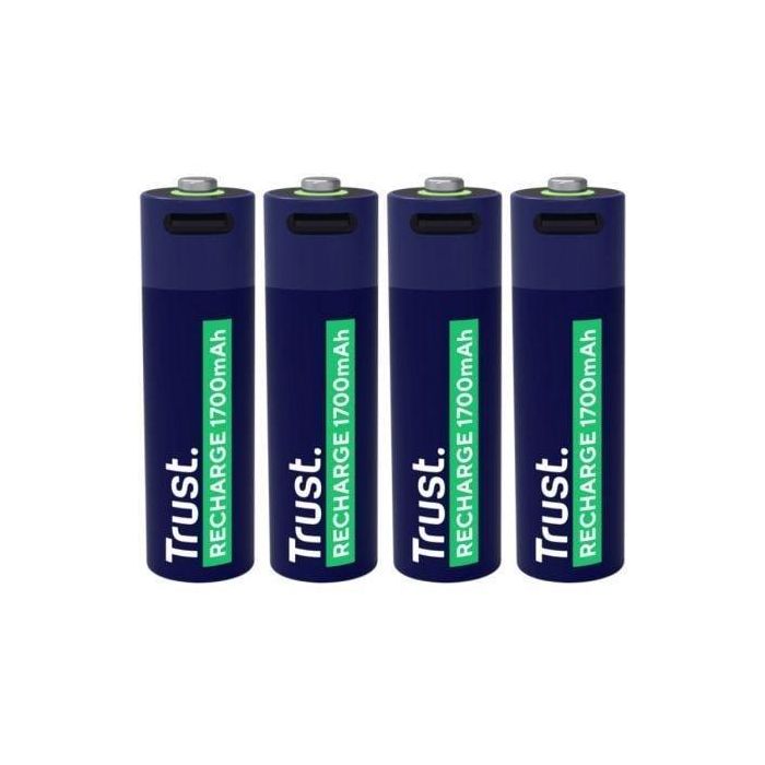 Trust 25631 Pack 4 Pilas AA Recargables USB-C Alta Capacidad - Hasta 800 Ciclos y Carga Completa en Solo 2 Horas 3 Trust 25631 Pack 4 Pilas AA Recargables USB-C Alta Capacidad - Hasta 800 Ciclos y Carga Completa en Solo 2 Horas 3