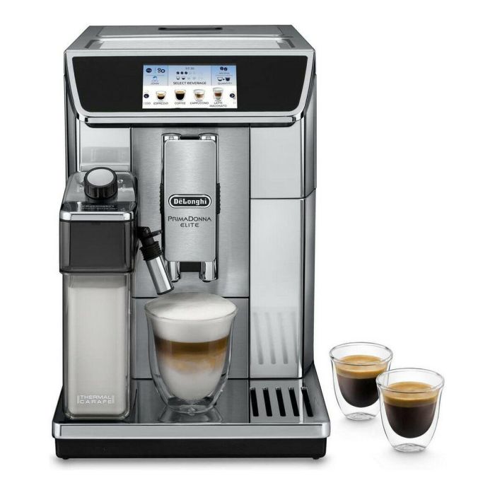 Delonghi ECAM 650.75.MS Cafetera Espresso Automática con Molinillo, PrimaDonna Elite, 15 bar, 2L, App Coffee Link, Chocolate Caliente, Acero Inoxidable