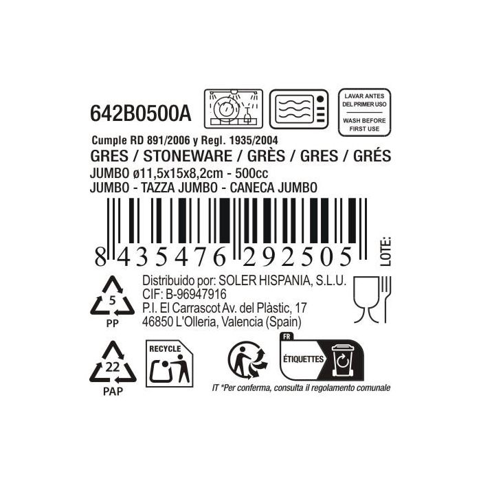 Inde Jumbo Blanca 500Cc Ø11.5x15x8.2 cm (12 Unidades) 2