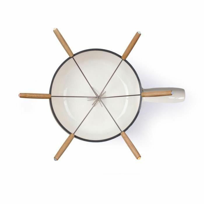 Livoo MEN426C Juego de Fondue Tradicional 2,6L para 6 Personas, Hierro Fundido Esmaltado, Apto para Todo Tipo de Fuegos, Incluye 6 Tenedores 5