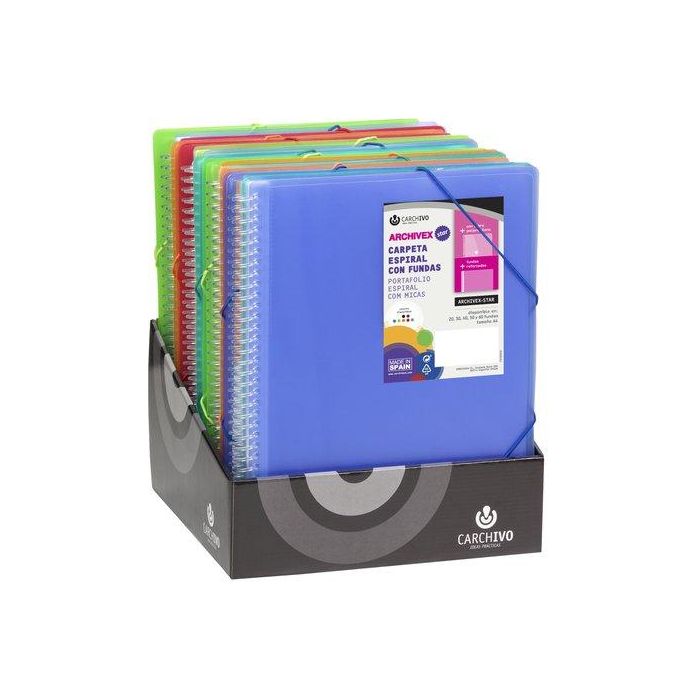 Carpeta Fundas (Tarifario) Carchivo Archivex-Star Espiral Pp A4 Con Goma Expositor De 15 4X 20 Fundas 5X 30 Fundas 3X 40 Fundas 2X 50 Fundas 1X 60 Fundas