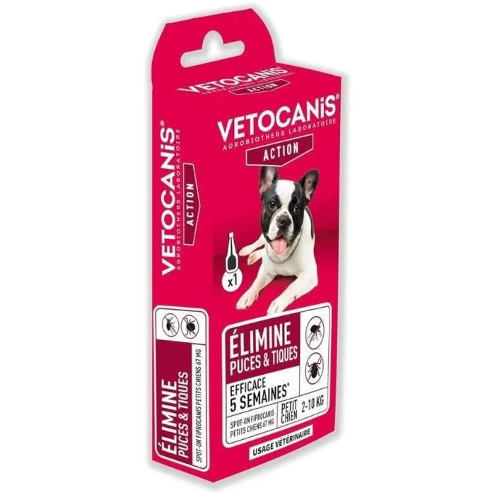 Vetocanis Pipeta 67mg Fipronil Spot-on Control de Pulgas y Garrapatas para Perros Pequeños 1