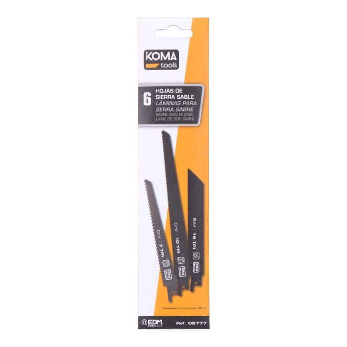 Koma Tools Kit 6 Hojas Sierra de Sable Recambio 08776 Madera/Metal - Pro Series 0 Koma Tools Kit 6 Hojas Sierra de Sable Recambio 08776 Madera/Metal - Pro Series 0