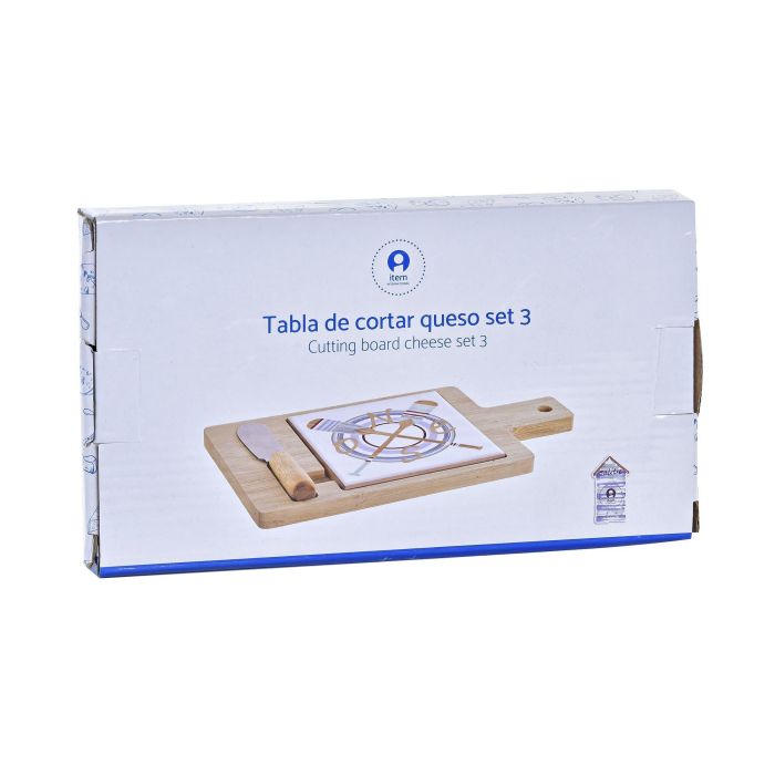 DKD Home Decor Tabla Aperitivo Mediterraneo Azul Natural Bambu Gres Inox Set 3 Piezas 11.8 x 1.5 x 21.5 cm 3