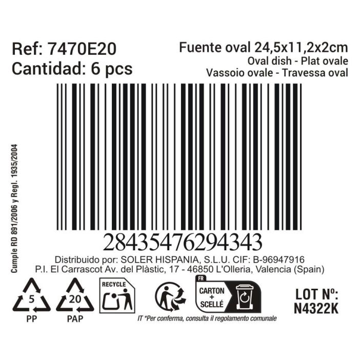 La Mediterranea Fuente Oval Black Clay 24.5 x 11.2 x 2 cm (12 Unidades) 2