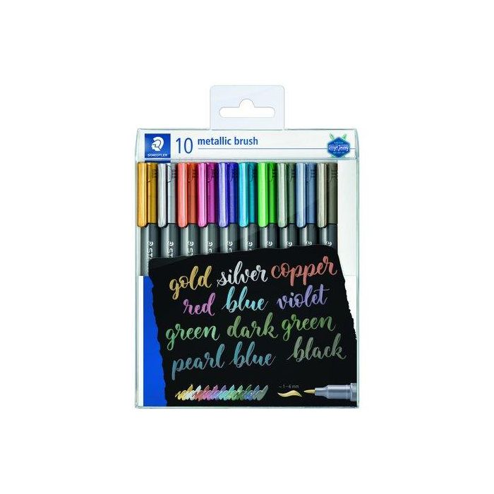 Marcador T.Opaca No Perm. Staedtler 8321 Metalico Punta Pincel Surtido Blister De 10