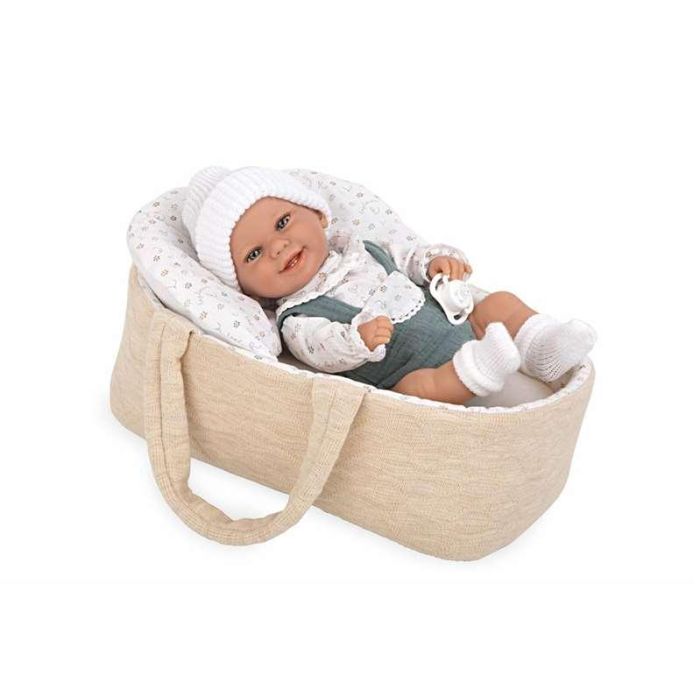 Muñeca elegance 33 cm babyto verde c/capazo (cuerpo vinyl, sexo niño) c/bolsa