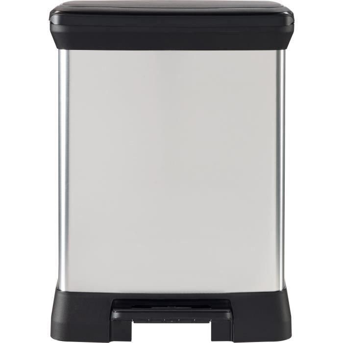 Cubo de basura rectangular - DECO BIN - CURVER - 50L - Diseño elegante - 39 x 29 x 51 cm - Gris metalizado Cubo de basura rectangular - DECO BIN - CURVER - 50L - Diseño elegante - 39 x 29 x 51 cm - Gris metalizado