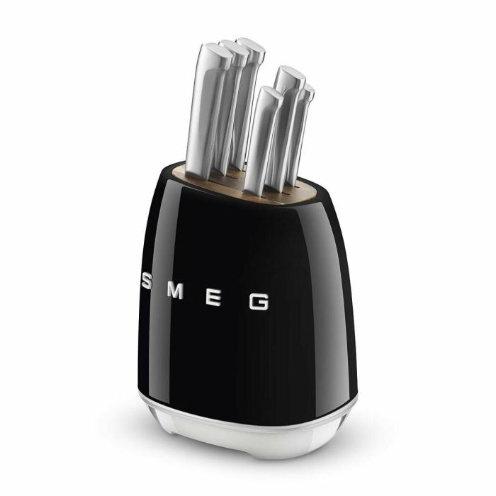 Juego de Cuchillos de Cocina y Soporte Smeg KBSF02BL Negro Acero Inoxidable 6 Juego de Cuchillos de Cocina y Soporte Smeg KBSF02BL Negro Acero Inoxidable 6