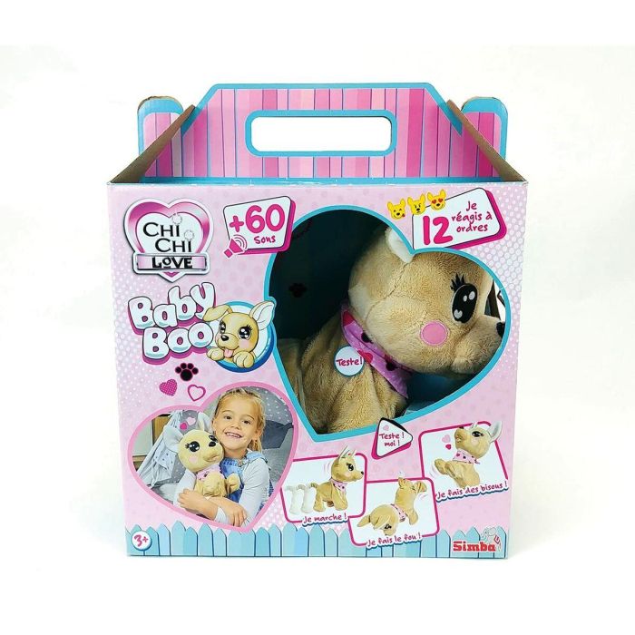 Chi Chi Love Peluche interactivo Baby Boo 30 cm Unisex Marrón y Rosa Juguete Niños y Niñas 3 años+ AUC4006592067885 7