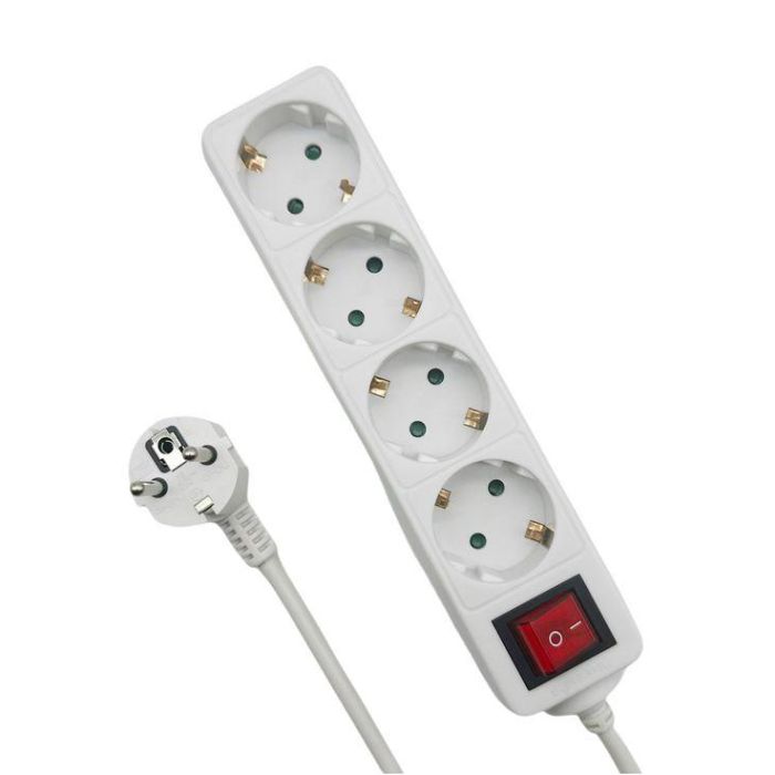 MicroConnect 4-way Schuko Power Strip on/off switch 5M, White 1 MicroConnect 4-way Schuko Power Strip on/off switch 5M, White 1