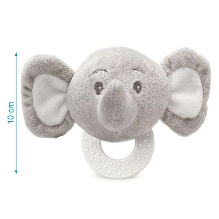 KioKids Mordedor Peluche Elefante Gris 13 cm para Bebés con Dentición
