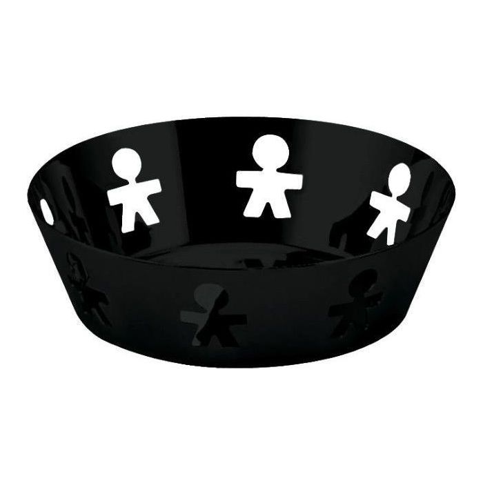 Alessi AKK03 B Cesto Redondo Girotondo Acero y Resina Negro 18cm Alessi AKK03 B Cesto Redondo Girotondo Acero y Resina Negro 18cm