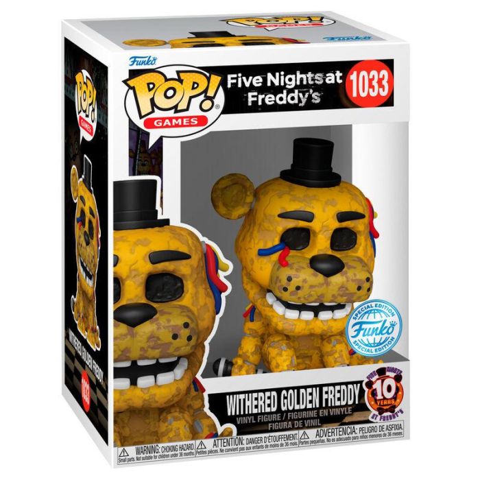 Funko POP! Five Nights at Freddy's Withered Golden Freddy Exclusivo - Figura de Vinilo de 9cm