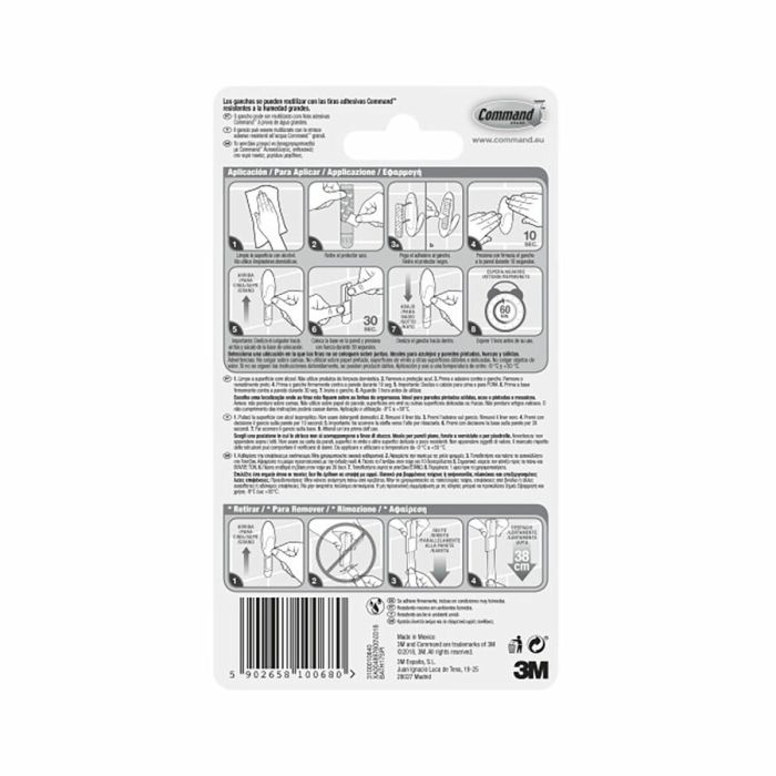 Gancho para colgar 3M 2,2 Kg Blanco Plástico (1 unidad) 1 Gancho para colgar 3M 2,2 Kg Blanco Plástico (1 unidad) 1
