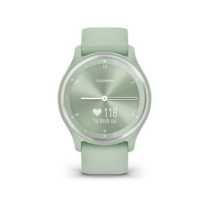 Garmin vivomove Sport Reloj inteligente híbrido con GPS y seguimiento de actividad, color menta y plata 6