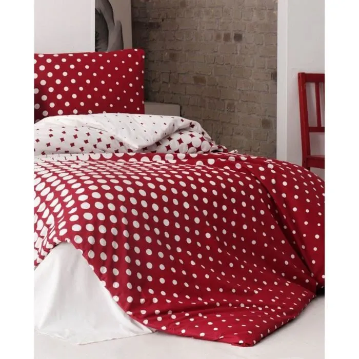 Juego de Cama 220x240 cm con 2 Fundas de Almohada 60x60 cm - 100% Algodón Reforzado - Rojo ASI8683743677832 3