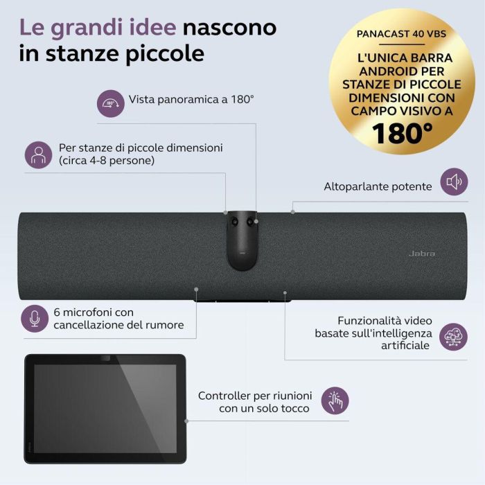 Jabra PanaCast 40 VBS MS VB AND Cámara de Video Colaborativa 4K Ultra HD, 4x Zoom, 180° FoV, MS Teams Rooms Negro 10