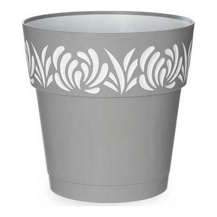 Stefanplast Maceta Gaia de Plástico 25 cm Gris, 7.5 L con Reserva de Agua (6 Unidades)