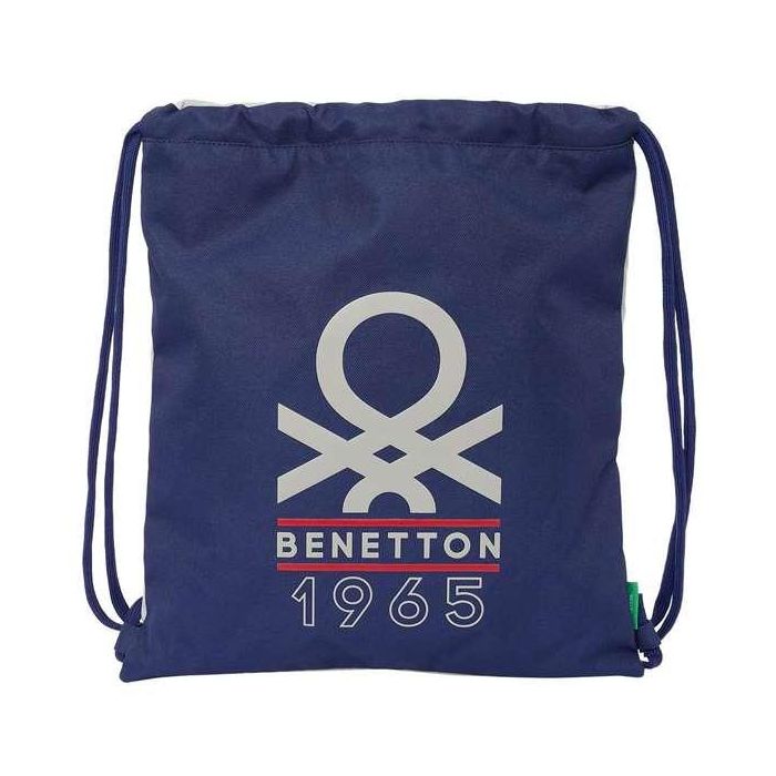 Bolsa Mochila con Cuerdas Benetton Varsity Gris Azul marino 35 x 40 x 1 cm