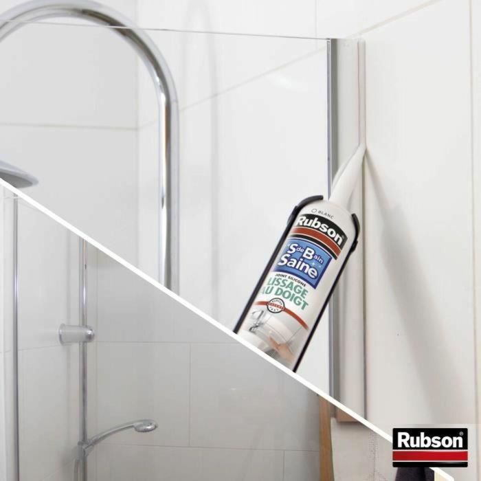 Rubson 1469154 Sellador Sanitario de Color Blanco, Envase 280ml. Para un Baño Saludable, con Alisado con los Dedos. 3
