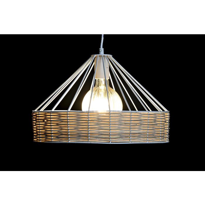 DKD Home Decor Lampara Techo Urban Negro Blanco Metal Ratan 35 x 22 x 35 cm (2 Unidades) 1