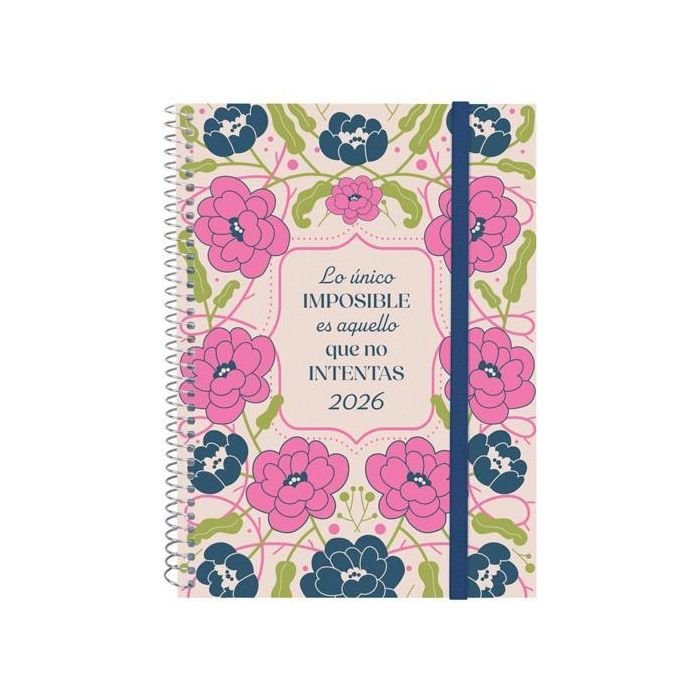 Finocam Agenda Espiral Design Collection Imposible 2026 E10-155x212 mm DIN A5, tapa PP, goma elástica, esquinas microperforadas