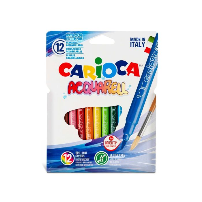 Rotulador Carioca Aquarelle Punta De Pincel Caja De 12 Colores Surtidos 1