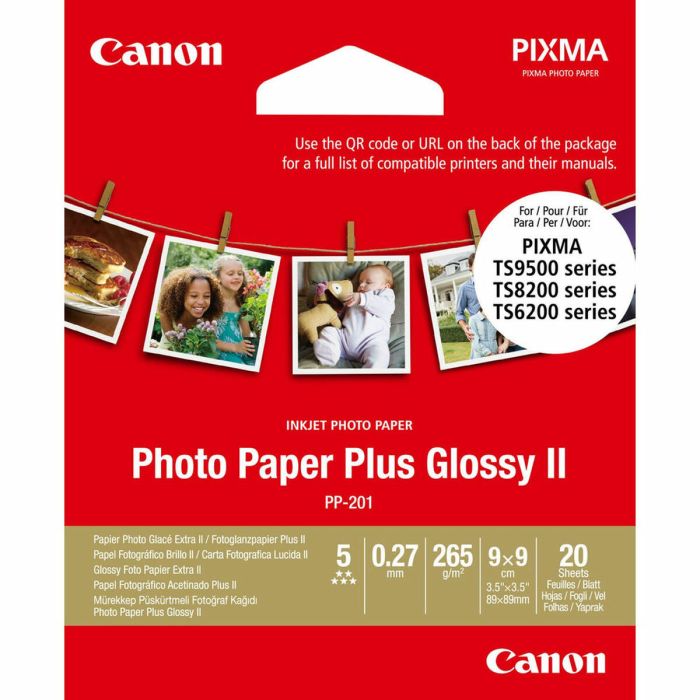 Papel Fotográfico Brillante Canon Plus Glossy II 9 x 9 cm
